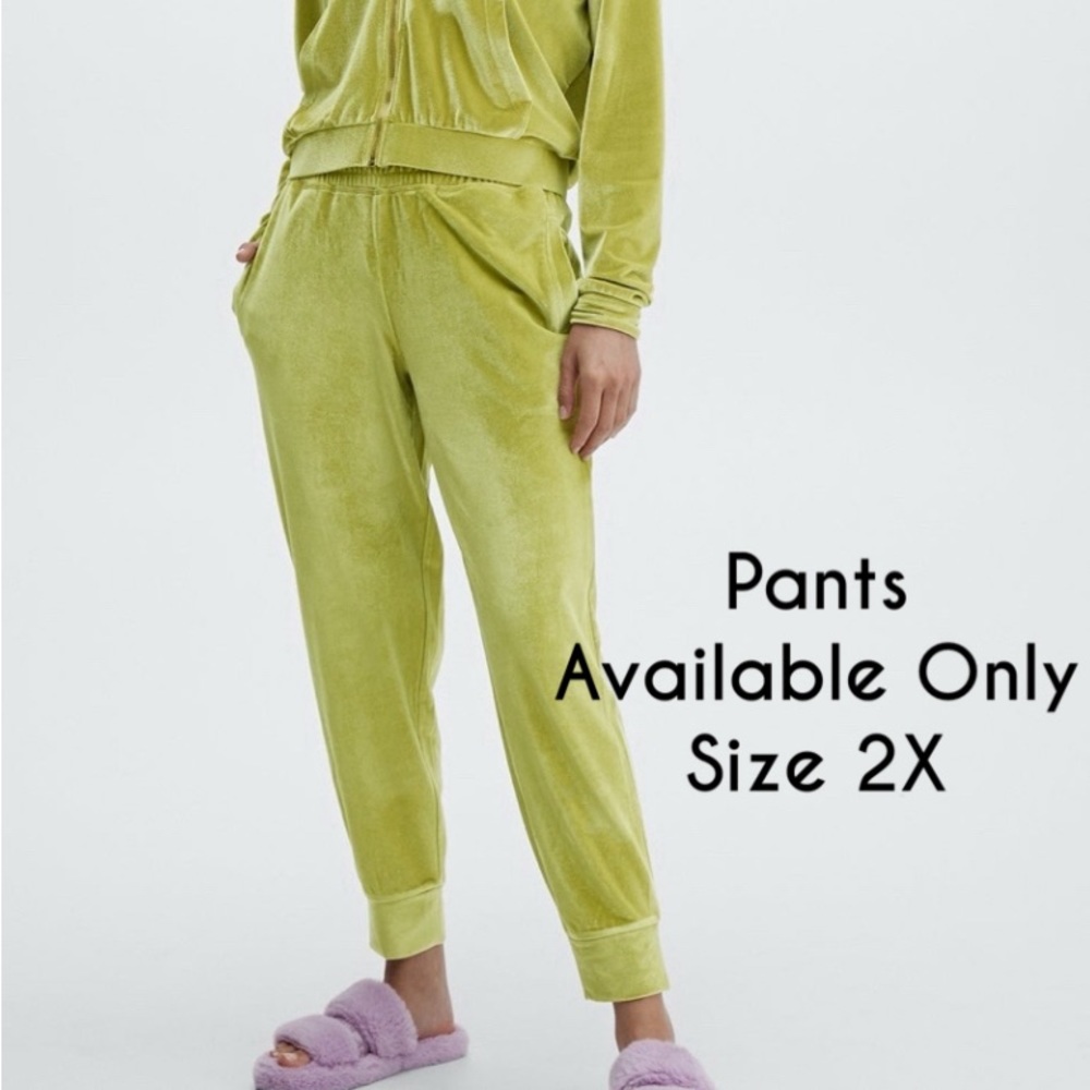 Fabletics NWT 2XL Daria Stretch Velour/Velvet Gorgeous Chartruse Joggers/Pants